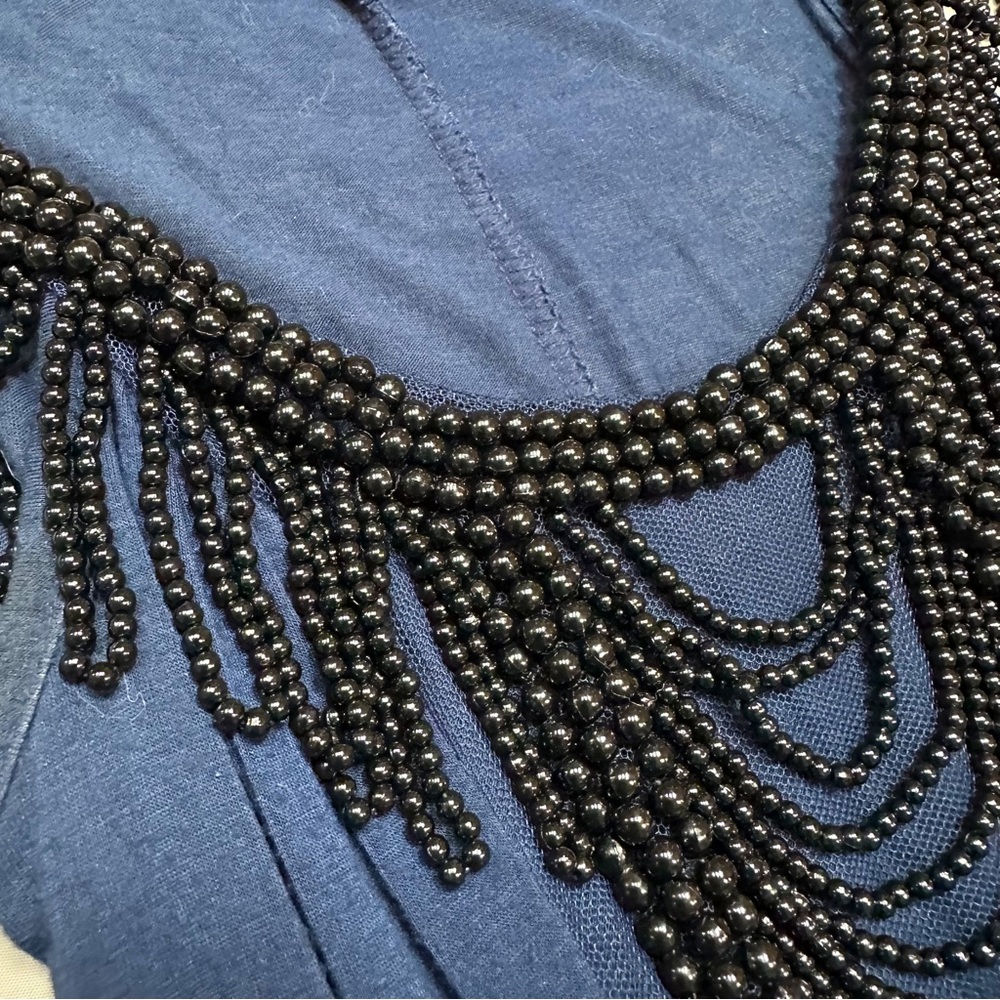LUX beaded embellished body con midnight blue dress, M. - Picture 5 of 6